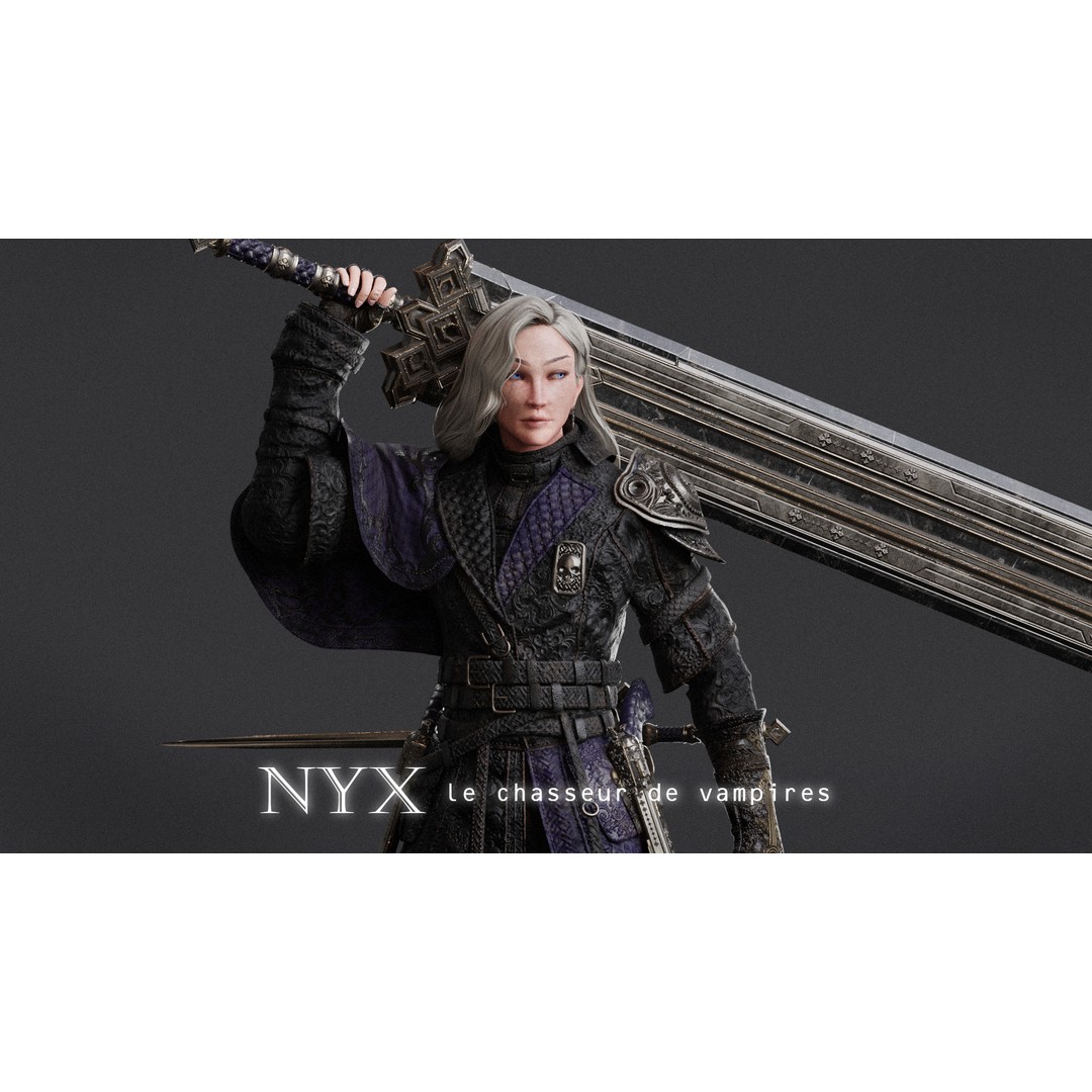 Nyx 3D Model – Rigged Fantasy Female Warrior, FBX, PBR - View 3