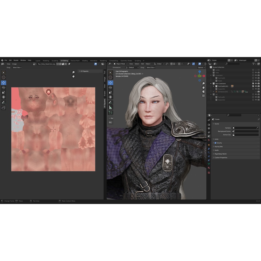 Nyx 3D Model – Rigged Fantasy Female Warrior, FBX, PBR - View 30