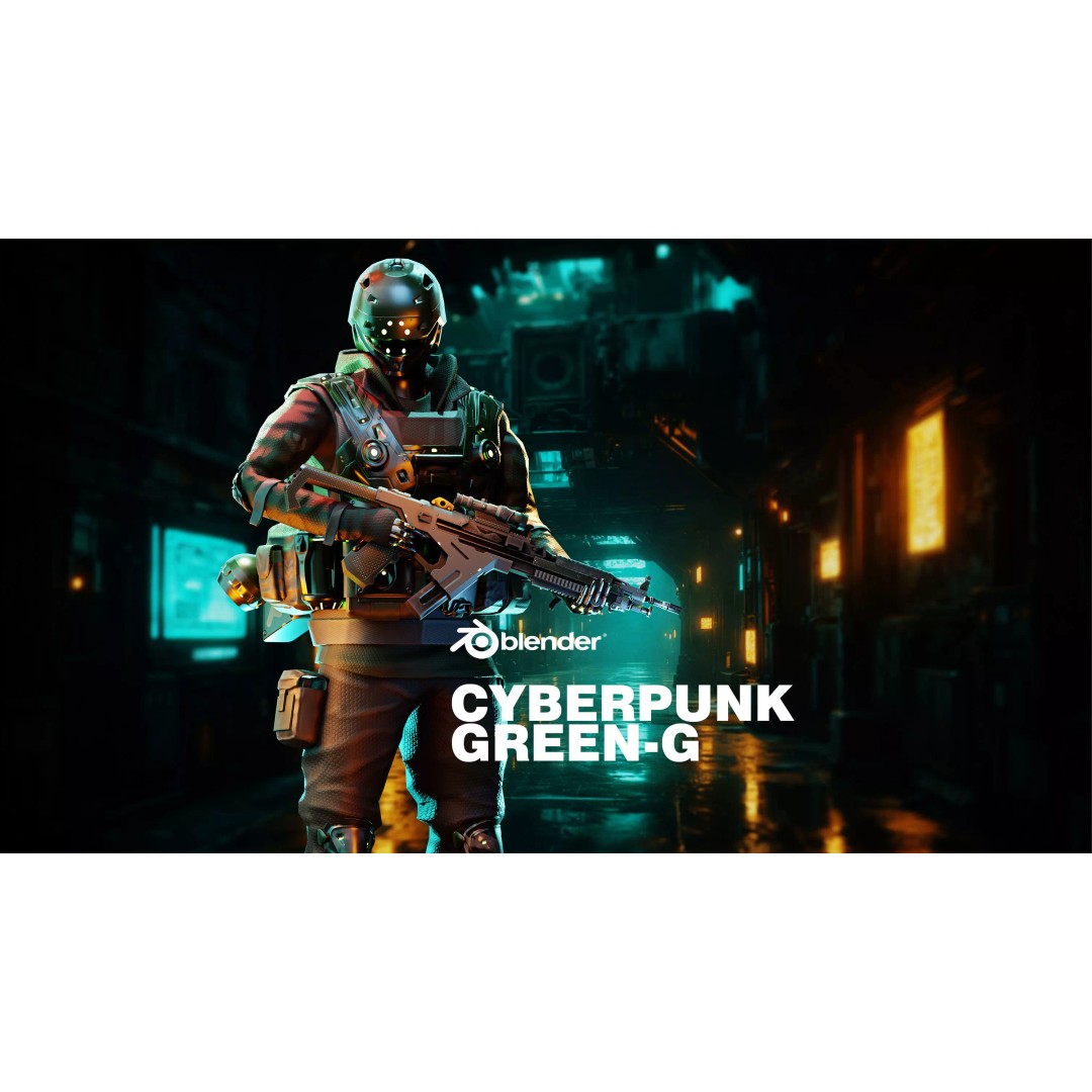 Cyberpunk Green-G Robot 3D Model – Low Poly Rigged Character, FBX - View 2