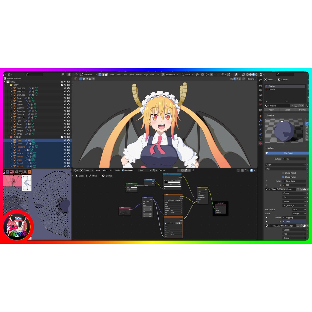 Tohru 3D Model – Anime Character, Rigged for Blender