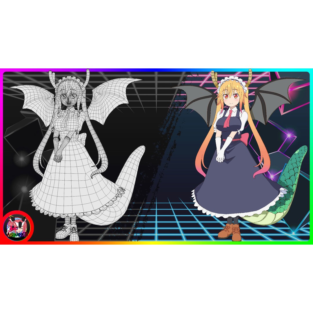Tohru 3D Model – Anime Character, Rigged for Blender - View 10