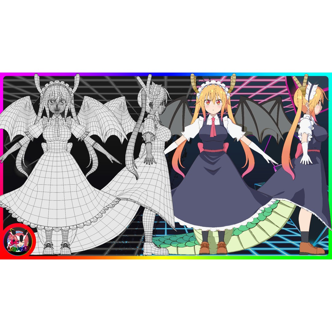 Tohru 3D Model – Anime Character, Rigged for Blender - View 11