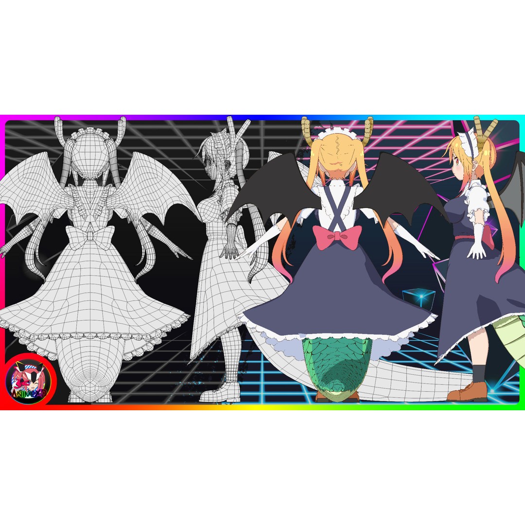 Tohru 3D Model – Anime Character, Rigged for Blender - View 12