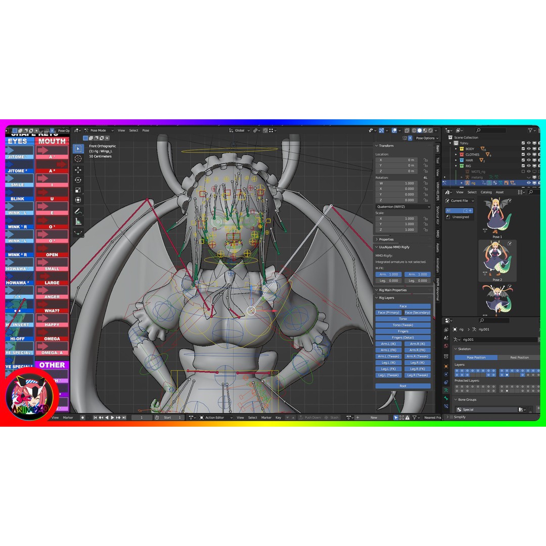 Tohru 3D Model – Anime Character, Rigged for Blender - View 14