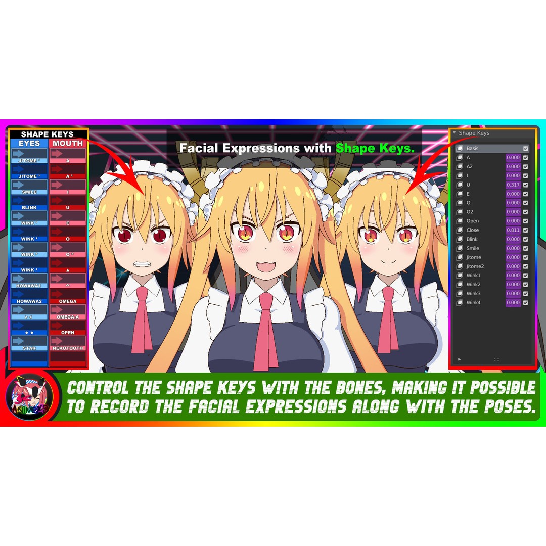Tohru 3D Model – Anime Character, Rigged for Blender - View 6