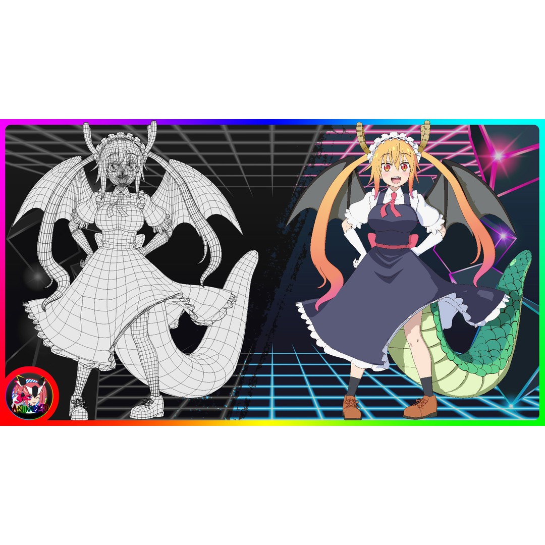 Tohru 3D Model – Anime Character, Rigged for Blender - View 8