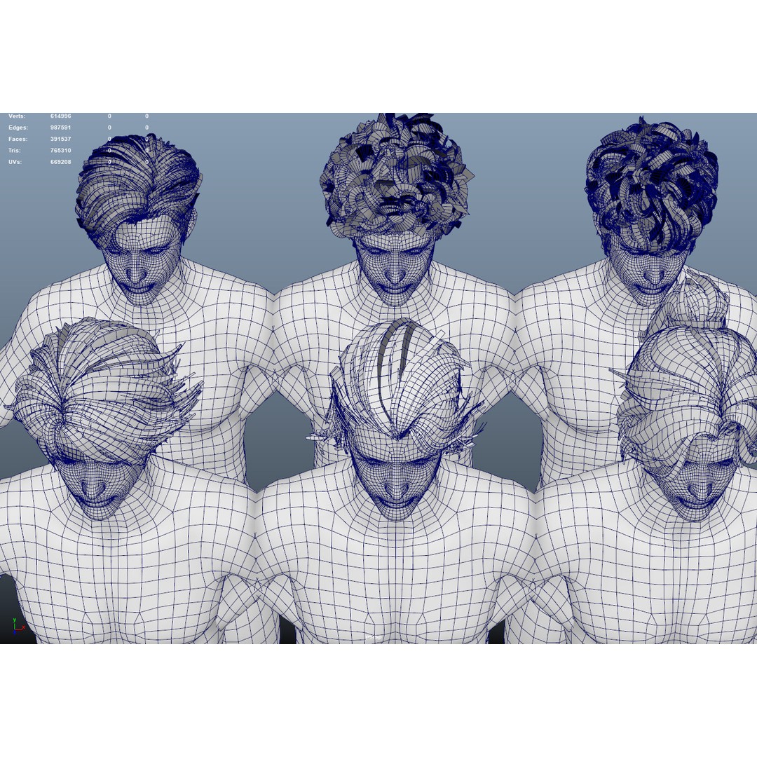 21 Male Hairstyles 3D Model – Low Poly Game Asset, FBX, PBR - View 12