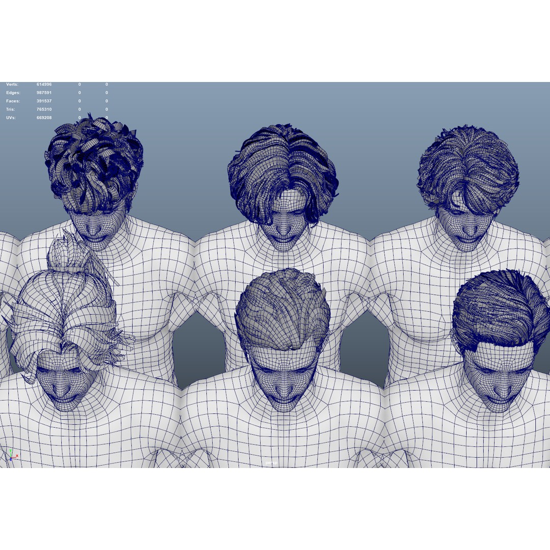 21 Male Hairstyles 3D Model – Low Poly Game Asset, FBX, PBR - View 13