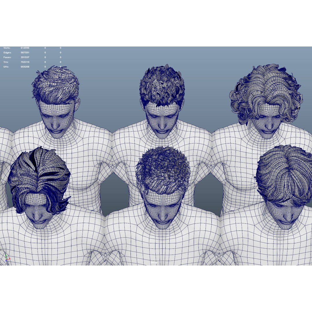 21 Male Hairstyles 3D Model – Low Poly Game Asset, FBX, PBR - View 14