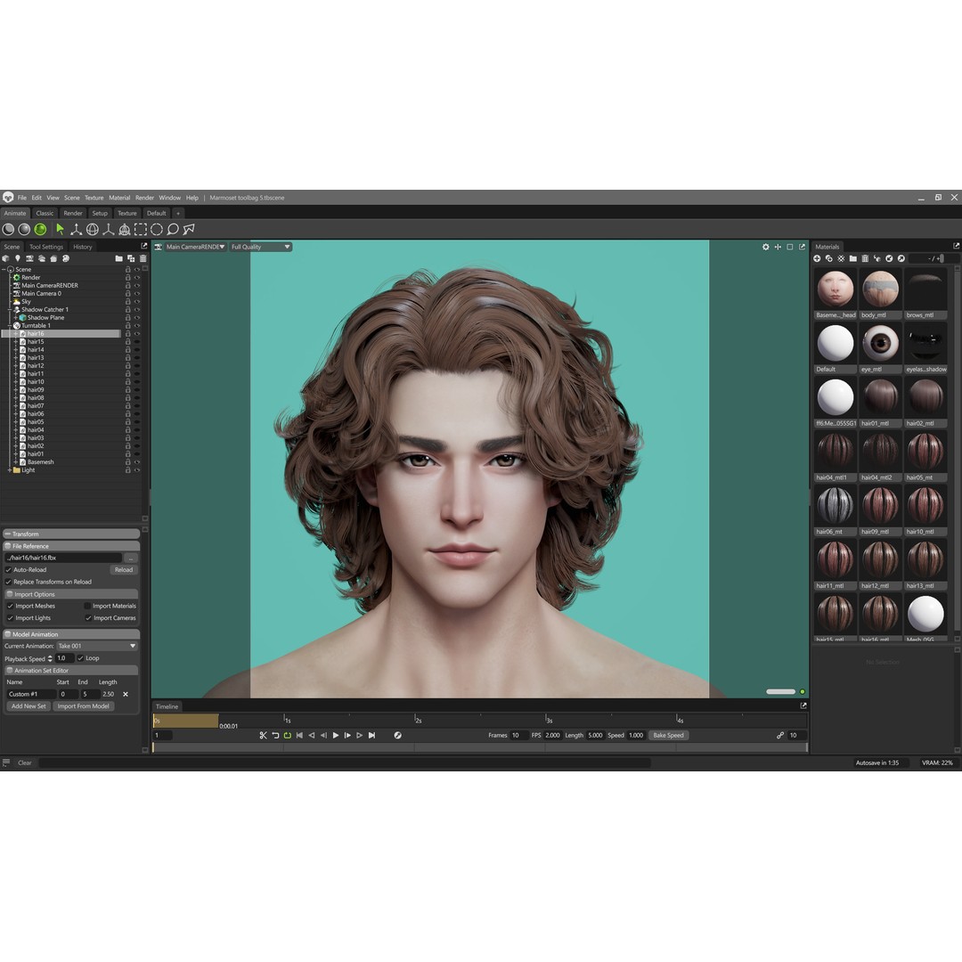 21 Male Hairstyles 3D Model – Low Poly Game Asset, FBX, PBR - View 15