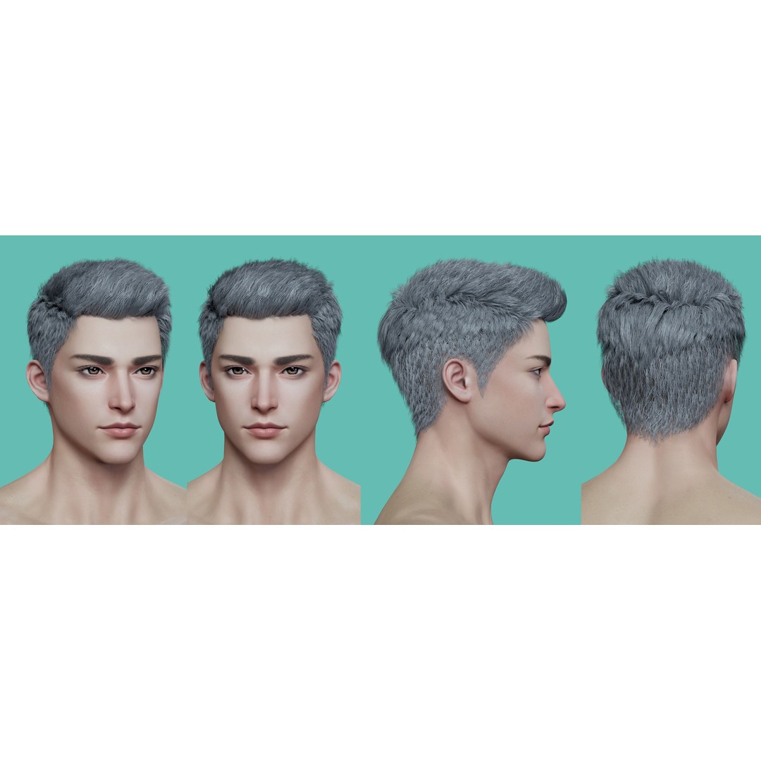 21 Male Hairstyles 3D Model – Low Poly Game Asset, FBX, PBR - View 20
