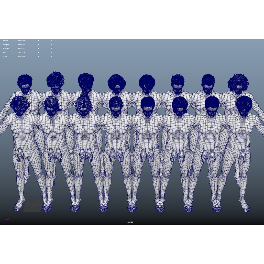 21 Male Hairstyles 3D Model – Low Poly Game Asset, FBX, PBR - View 24