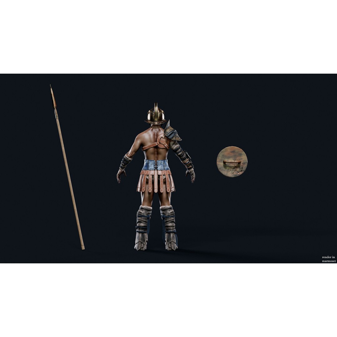 Gladiator Retarius 3D Model – Low Poly Game Asset, FBX, PBR - View 10