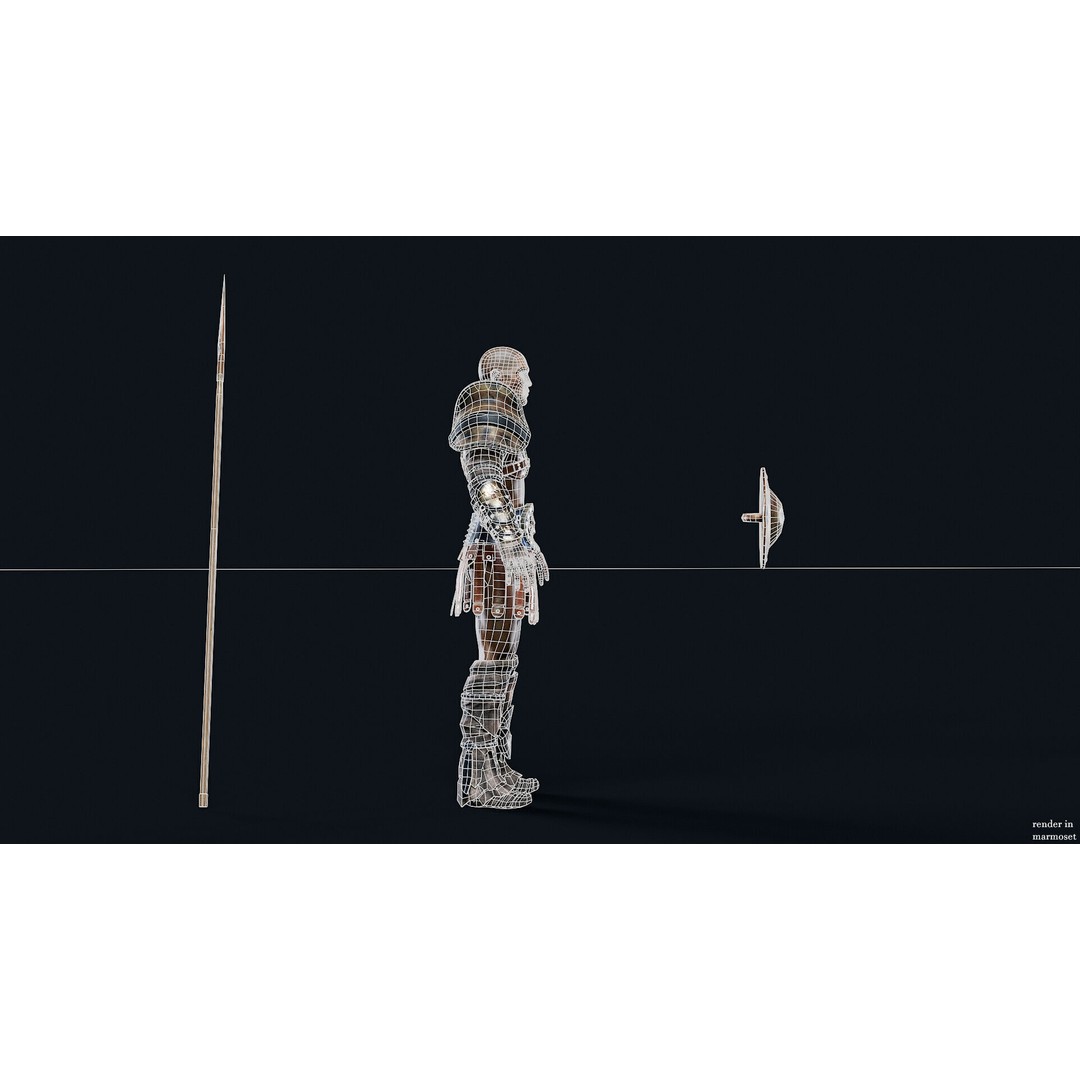 Gladiator Retarius 3D Model – Low Poly Game Asset, FBX, PBR - View 13