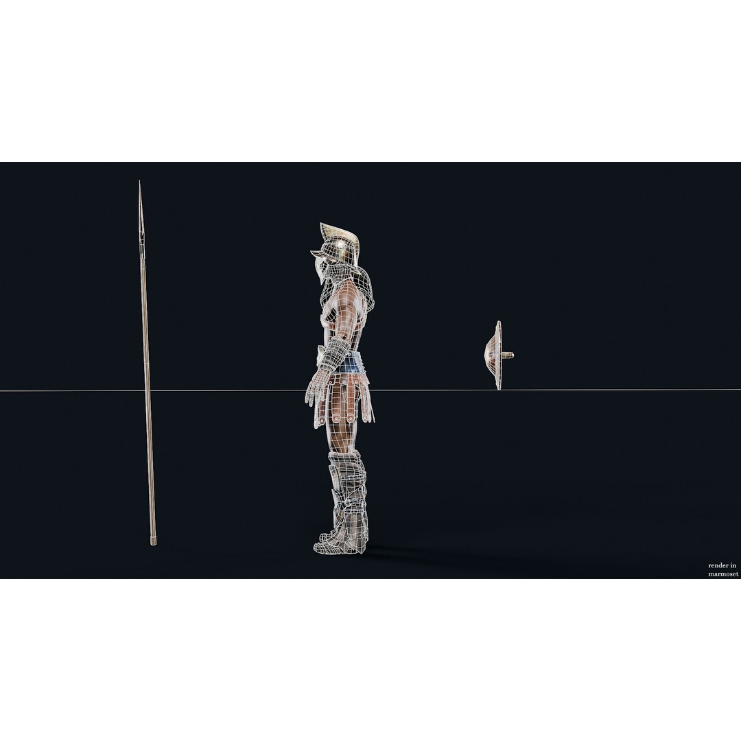 Gladiator Retarius 3D Model – Low Poly Game Asset, FBX, PBR - View 15