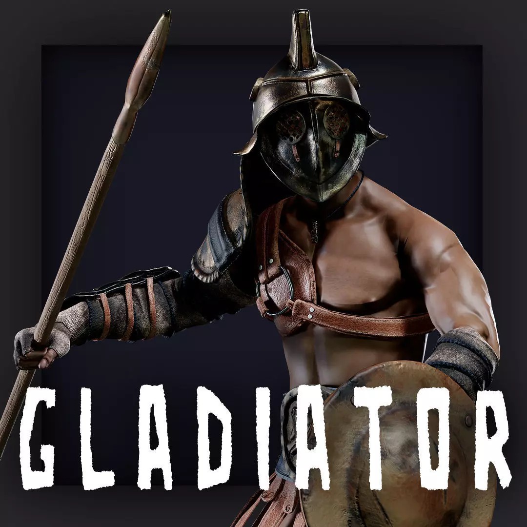 Gladiator Retarius 3D Model – Low Poly Game Asset, FBX, PBR - View 2