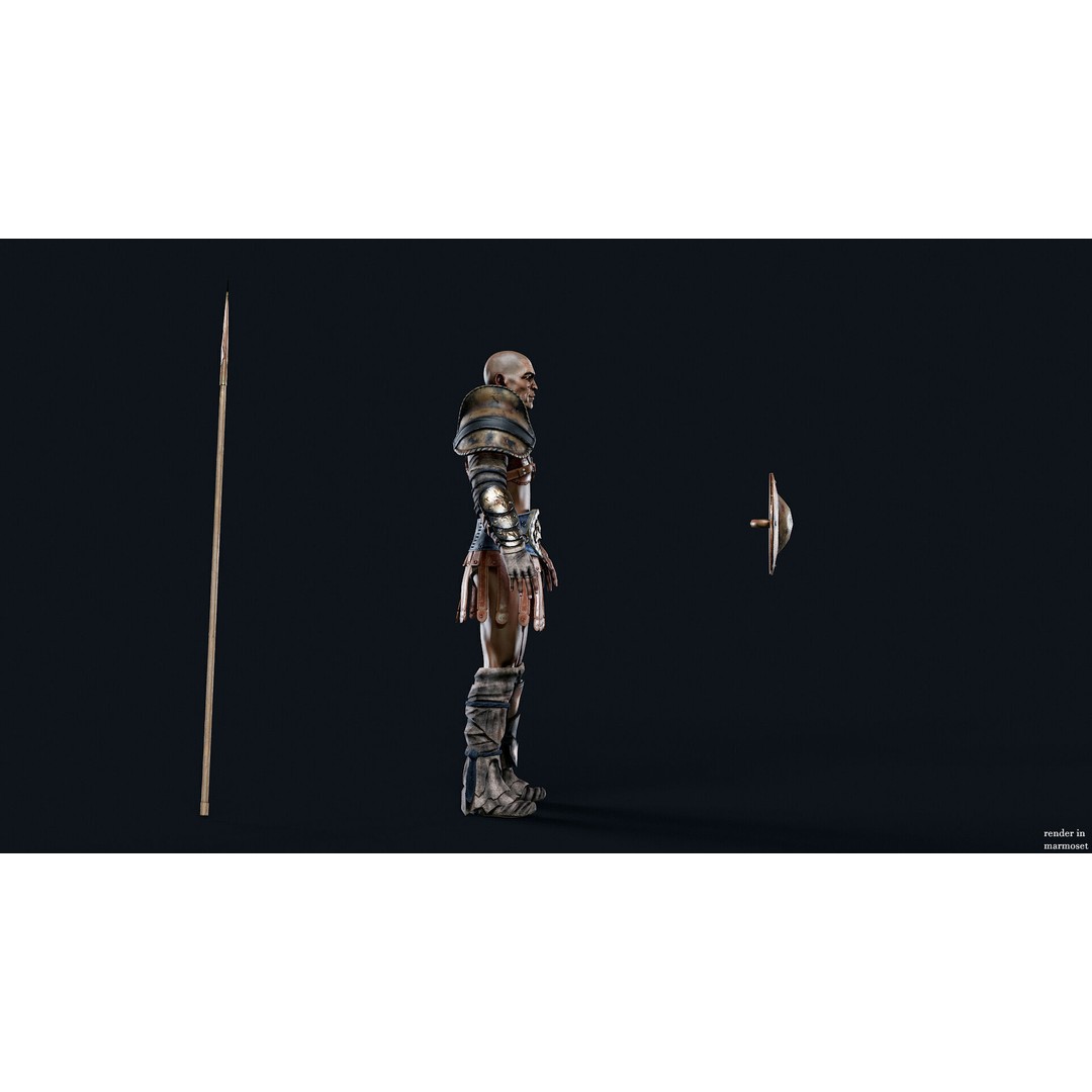 Gladiator Retarius 3D Model – Low Poly Game Asset, FBX, PBR - View 9