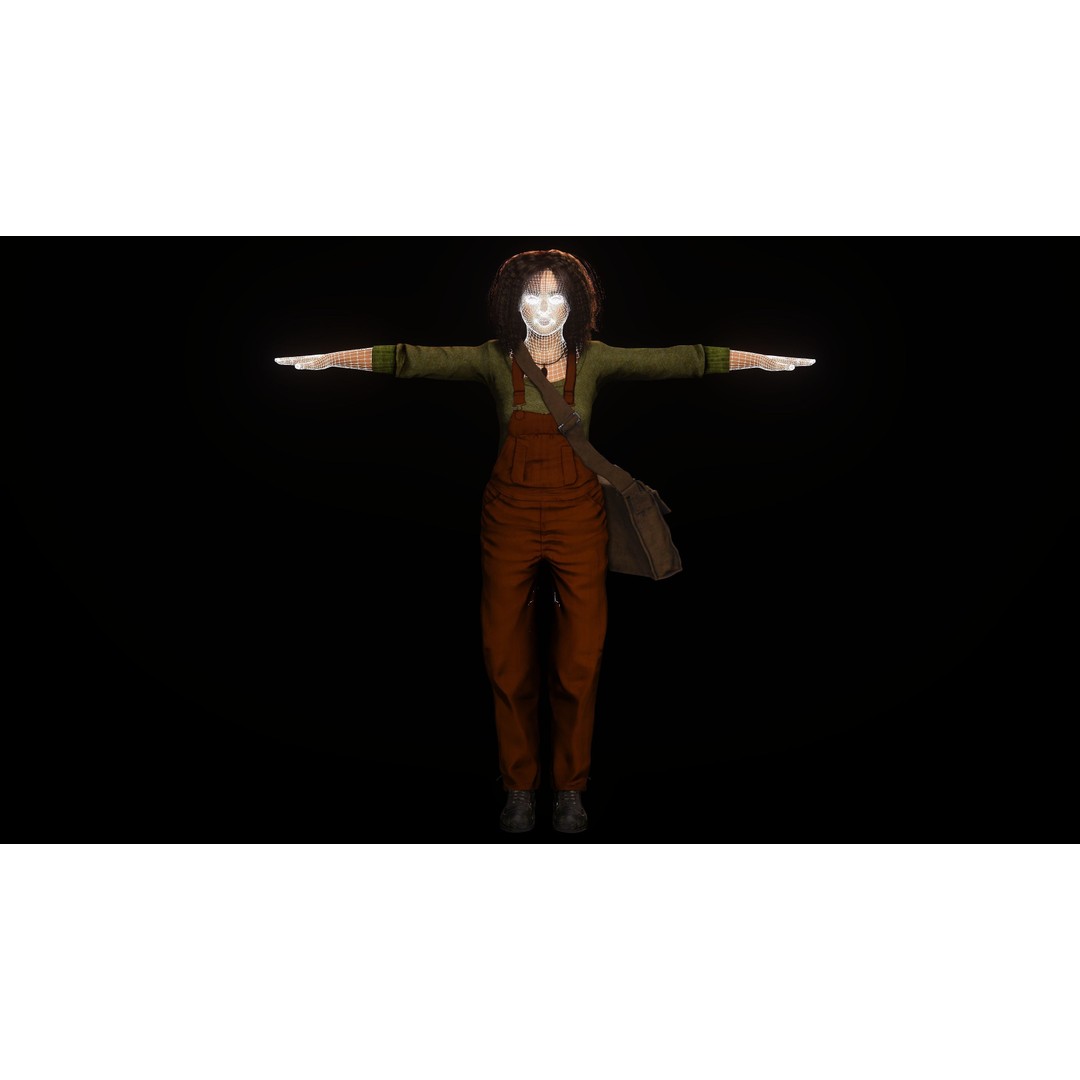 Realistic African Teenage Girl 3D Model – Low Poly Game-Ready Asset, FBX