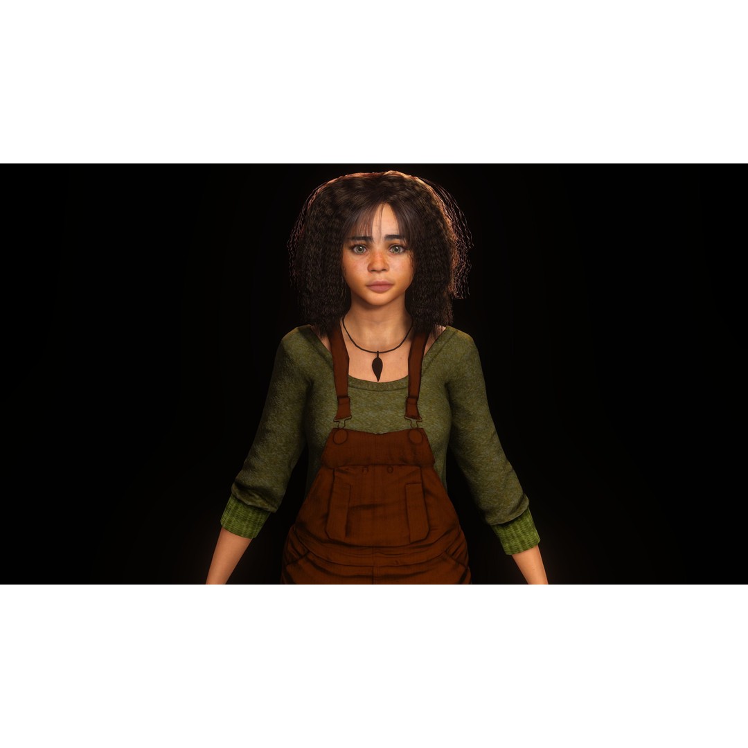 Realistic African Teenage Girl 3D Model – Low Poly Game-Ready Asset, FBX - View 11