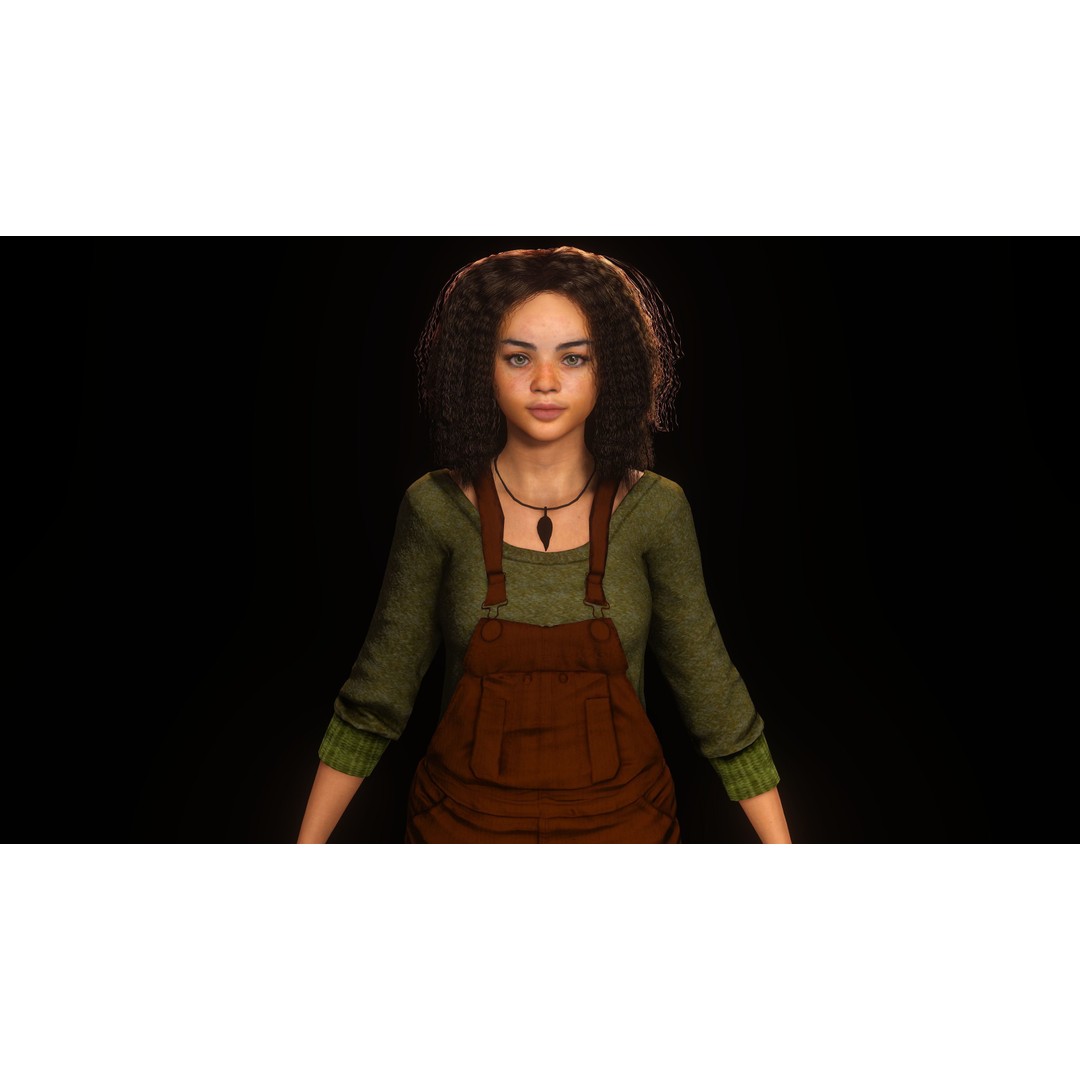 Realistic African Teenage Girl 3D Model – Low Poly Game-Ready Asset, FBX - View 12