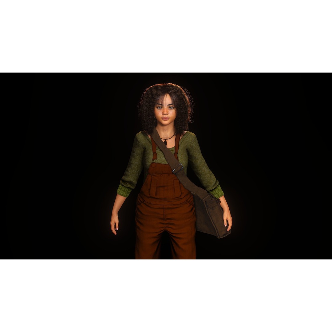 Realistic African Teenage Girl 3D Model – Low Poly Game-Ready Asset, FBX - View 14