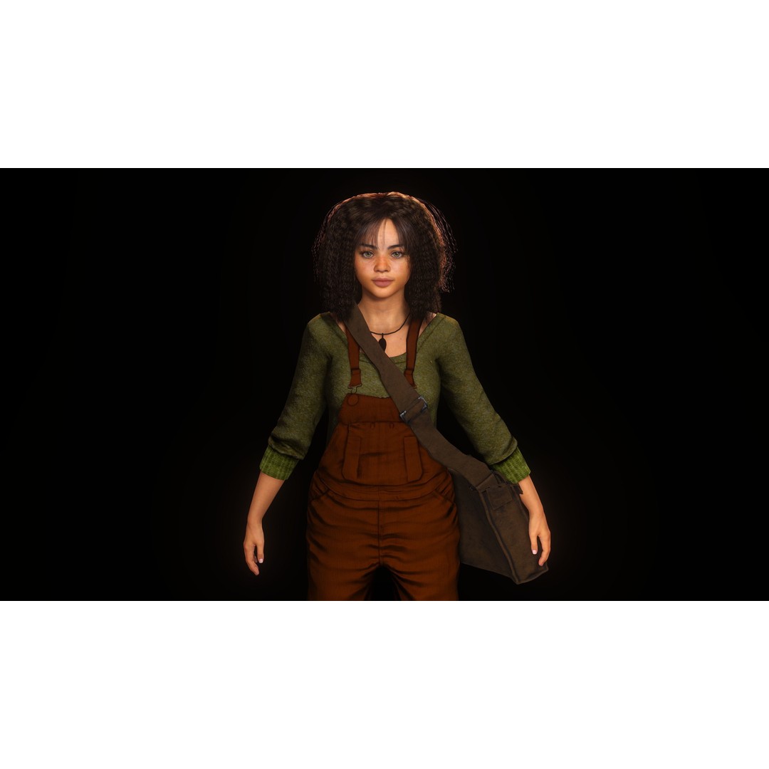 Realistic African Teenage Girl 3D Model – Low Poly Game-Ready Asset, FBX - View 15
