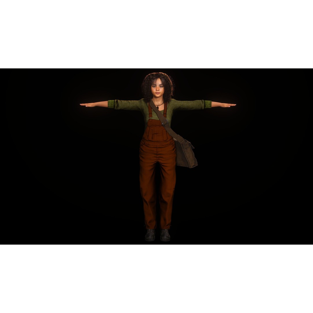 Realistic African Teenage Girl 3D Model – Low Poly Game-Ready Asset, FBX - View 18