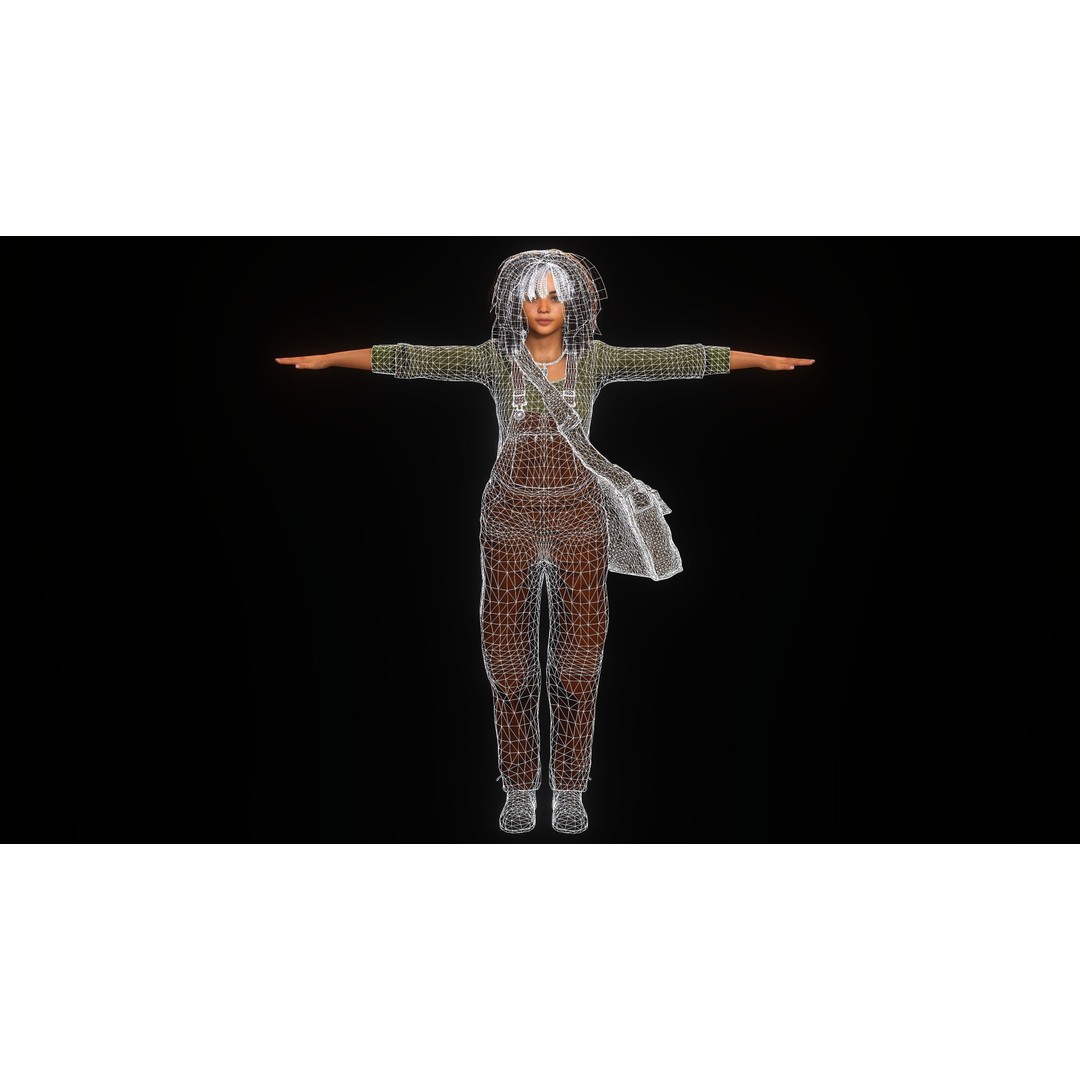 Realistic African Teenage Girl 3D Model – Low Poly Game-Ready Asset, FBX - View 19