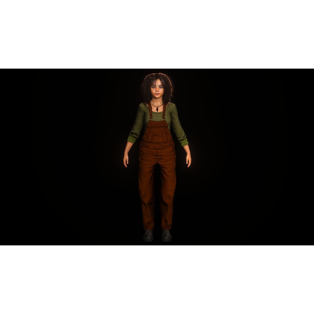 Realistic African Teenage Girl 3D Model – Low Poly Game-Ready Asset, FBX - View 3