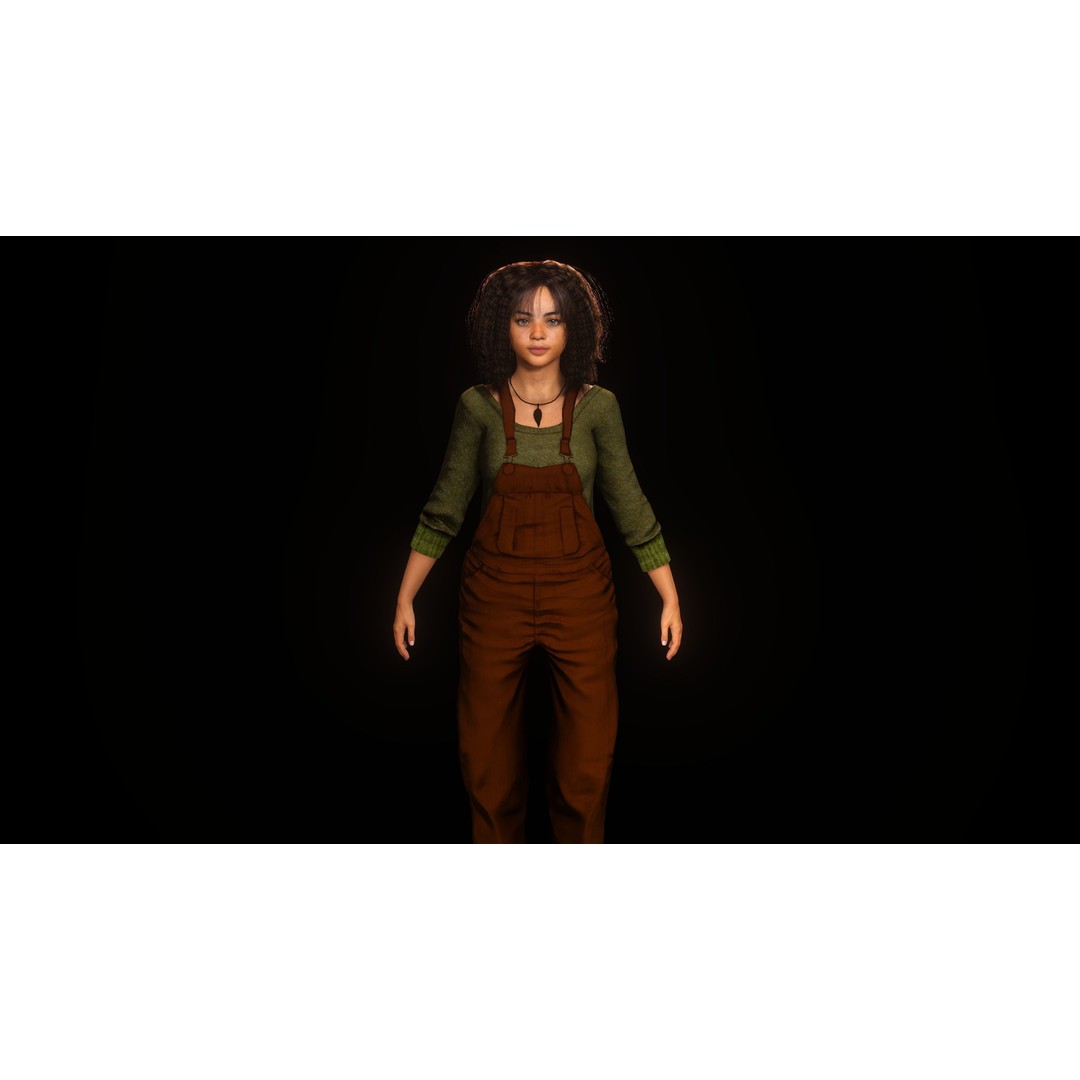 Realistic African Teenage Girl 3D Model – Low Poly Game-Ready Asset, FBX - View 4