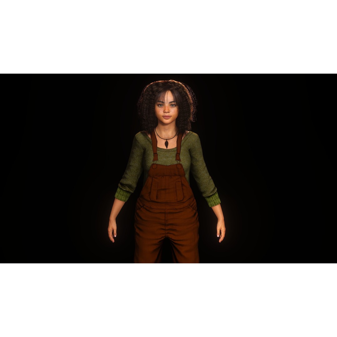 Realistic African Teenage Girl 3D Model – Low Poly Game-Ready Asset, FBX - View 5