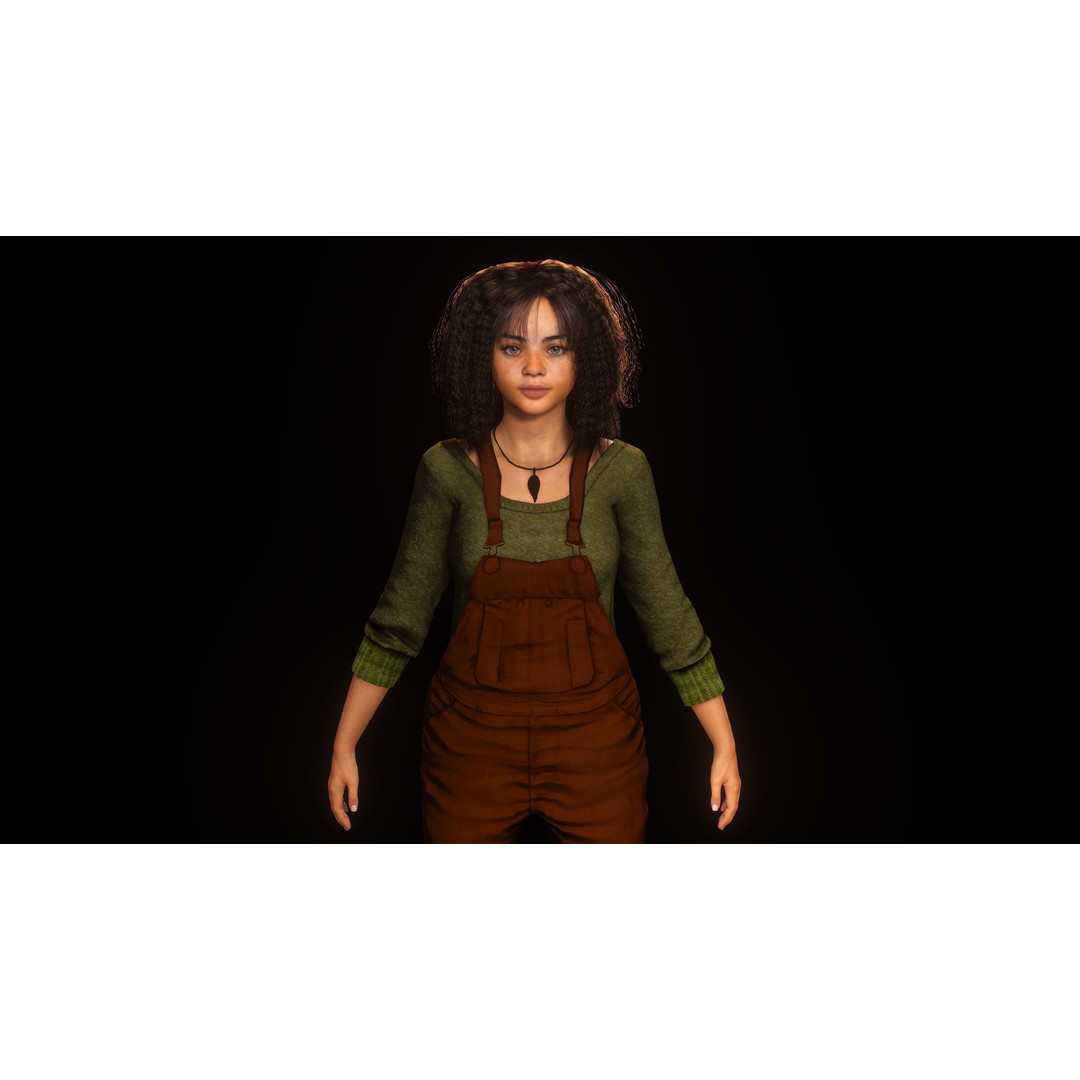 Realistic African Teenage Girl 3D Model – Low Poly Game-Ready Asset, FBX - View 6