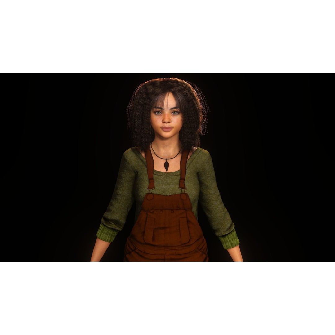 Realistic African Teenage Girl 3D Model – Low Poly Game-Ready Asset, FBX - View 7