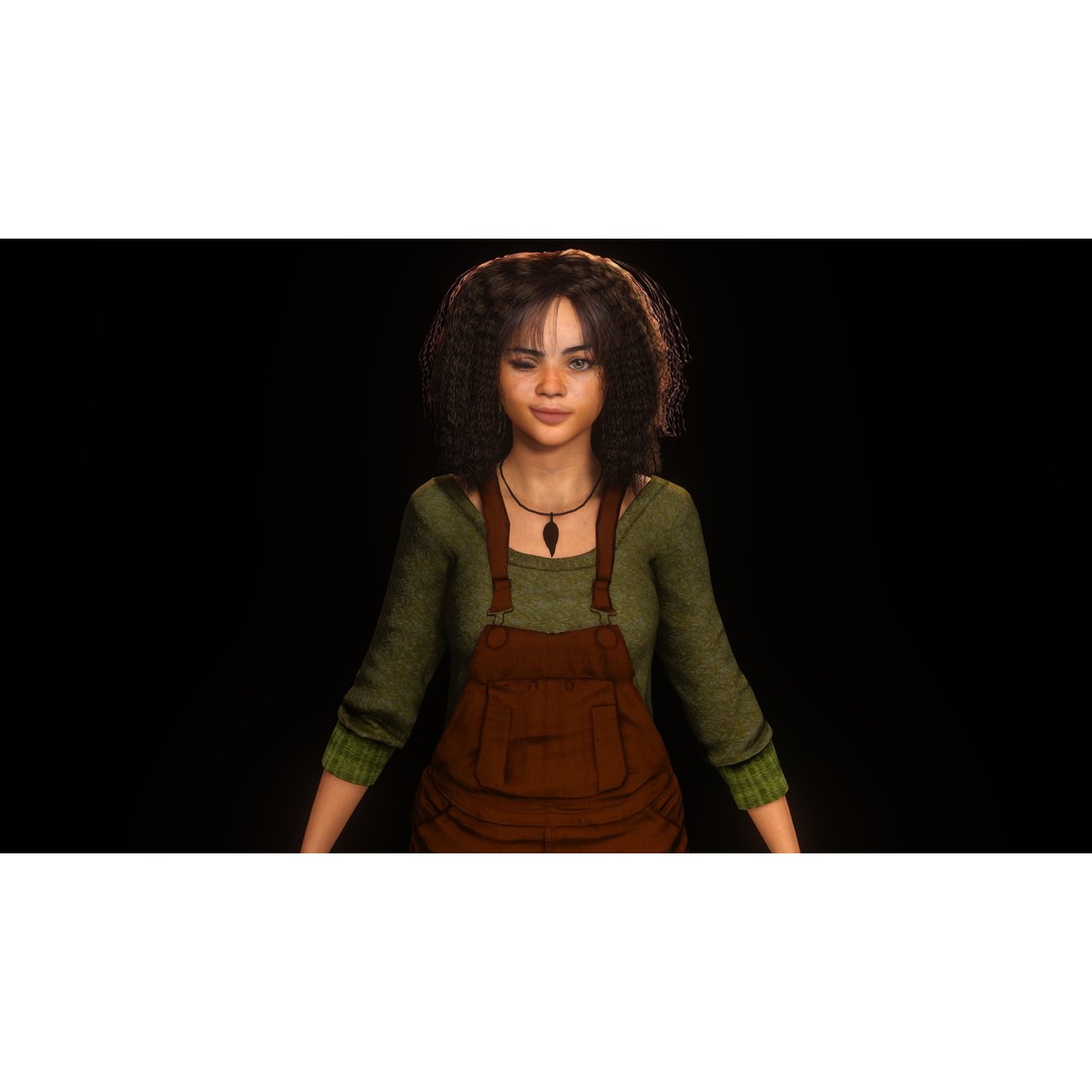 Realistic African Teenage Girl 3D Model – Low Poly Game-Ready Asset, FBX - View 9