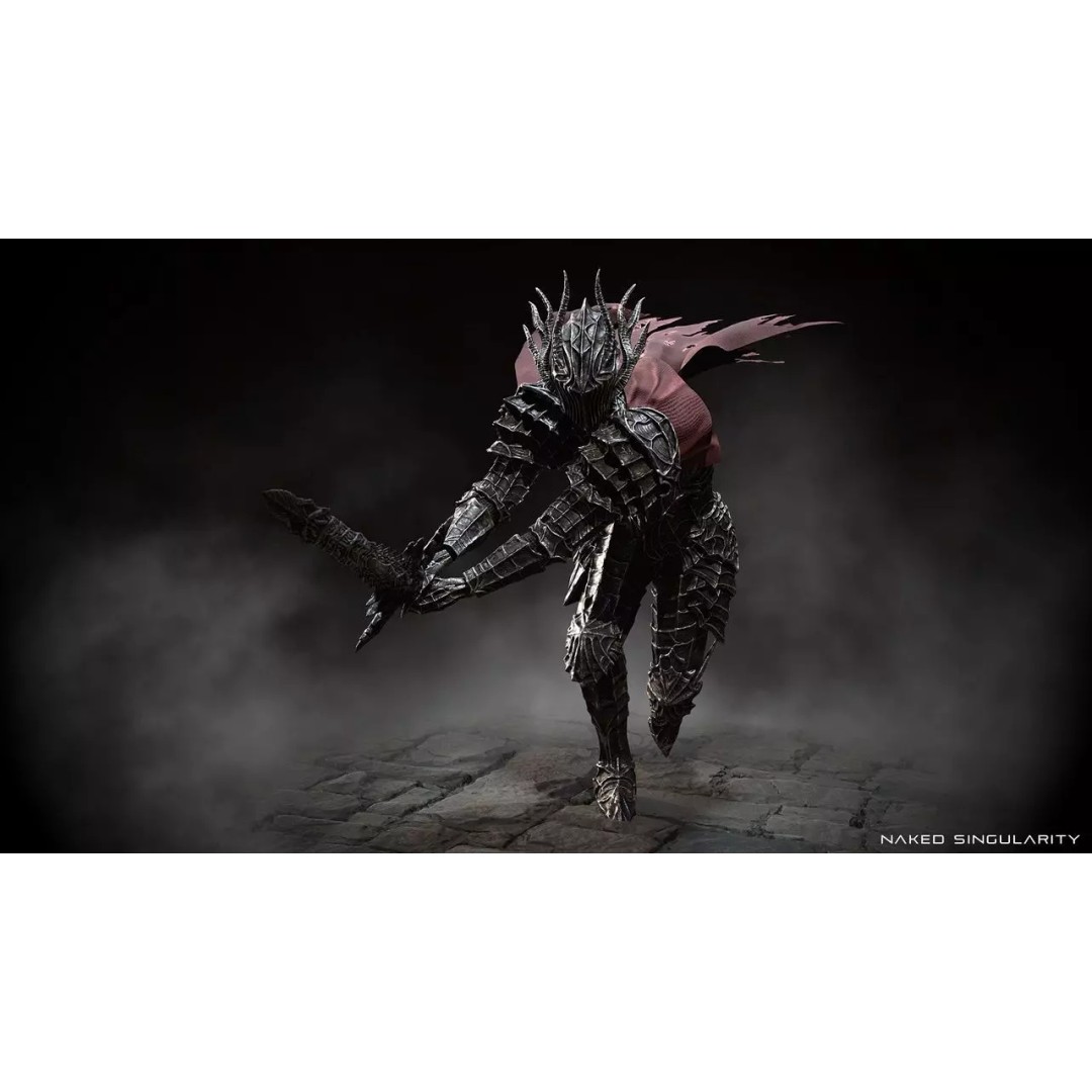 Dark Fantasy Dragon Knight 3D Model – Low Poly Game Asset, Rigged, FBX - View 14