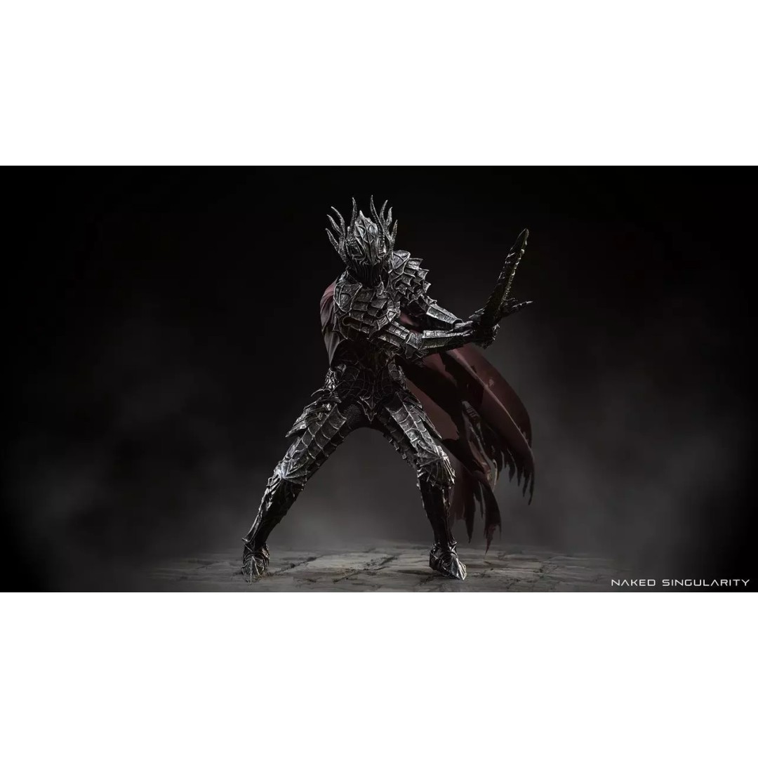 Dark Fantasy Dragon Knight 3D Model – Low Poly Game Asset, Rigged, FBX - View 4