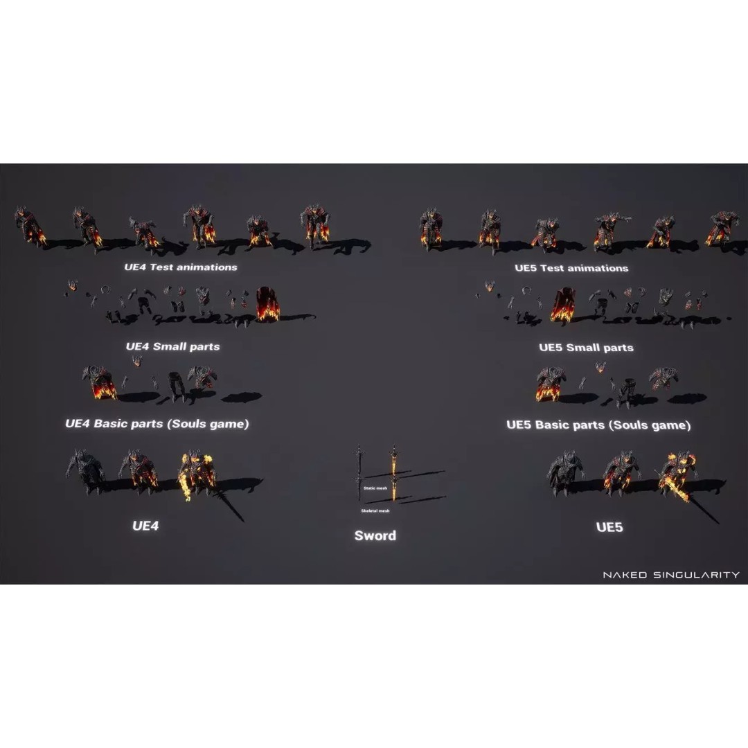Dark Fantasy Dragon Knight 3D Model – Low Poly Game Asset, Rigged, FBX - View 5