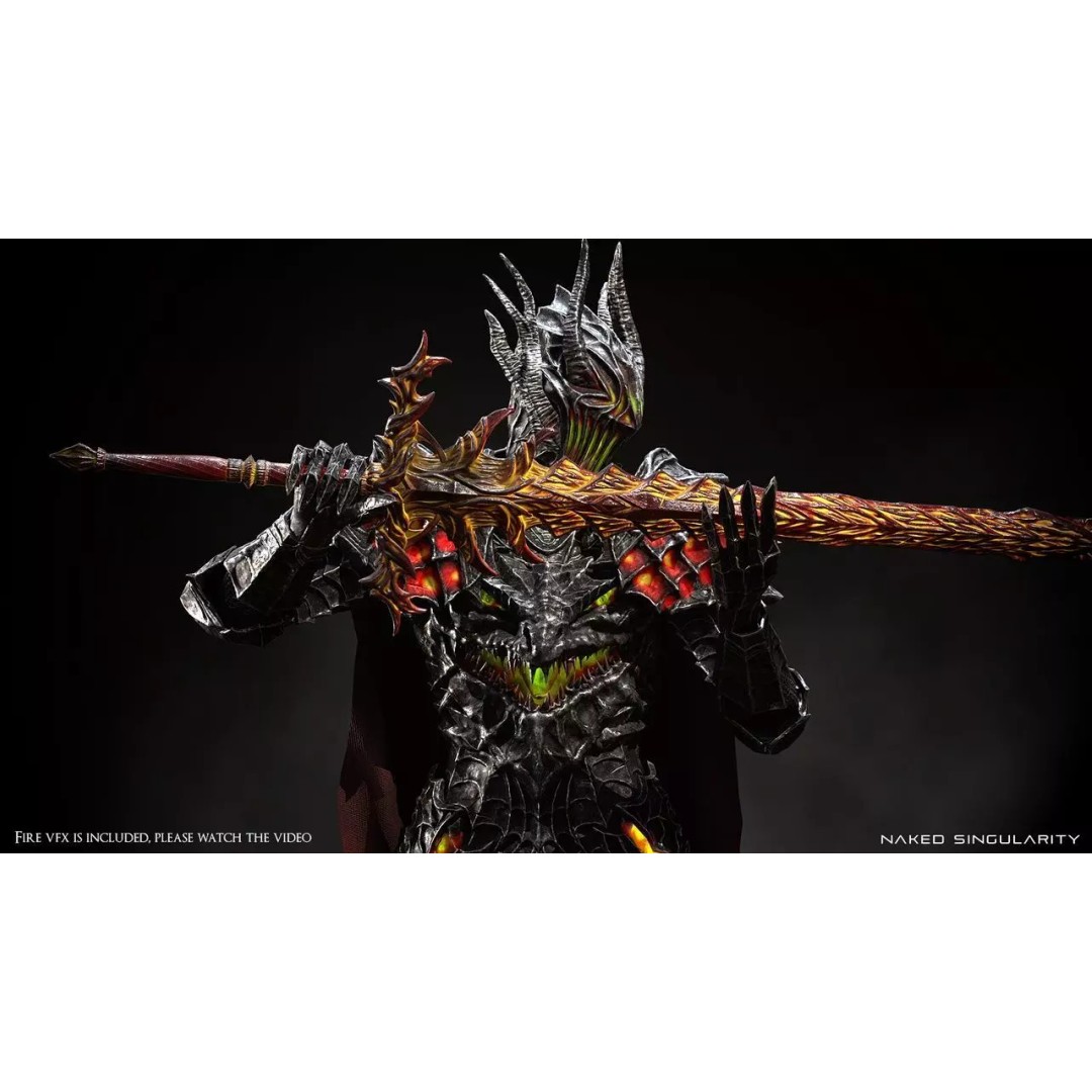Dark Fantasy Dragon Knight 3D Model – Low Poly Game Asset, Rigged, FBX - View 9
