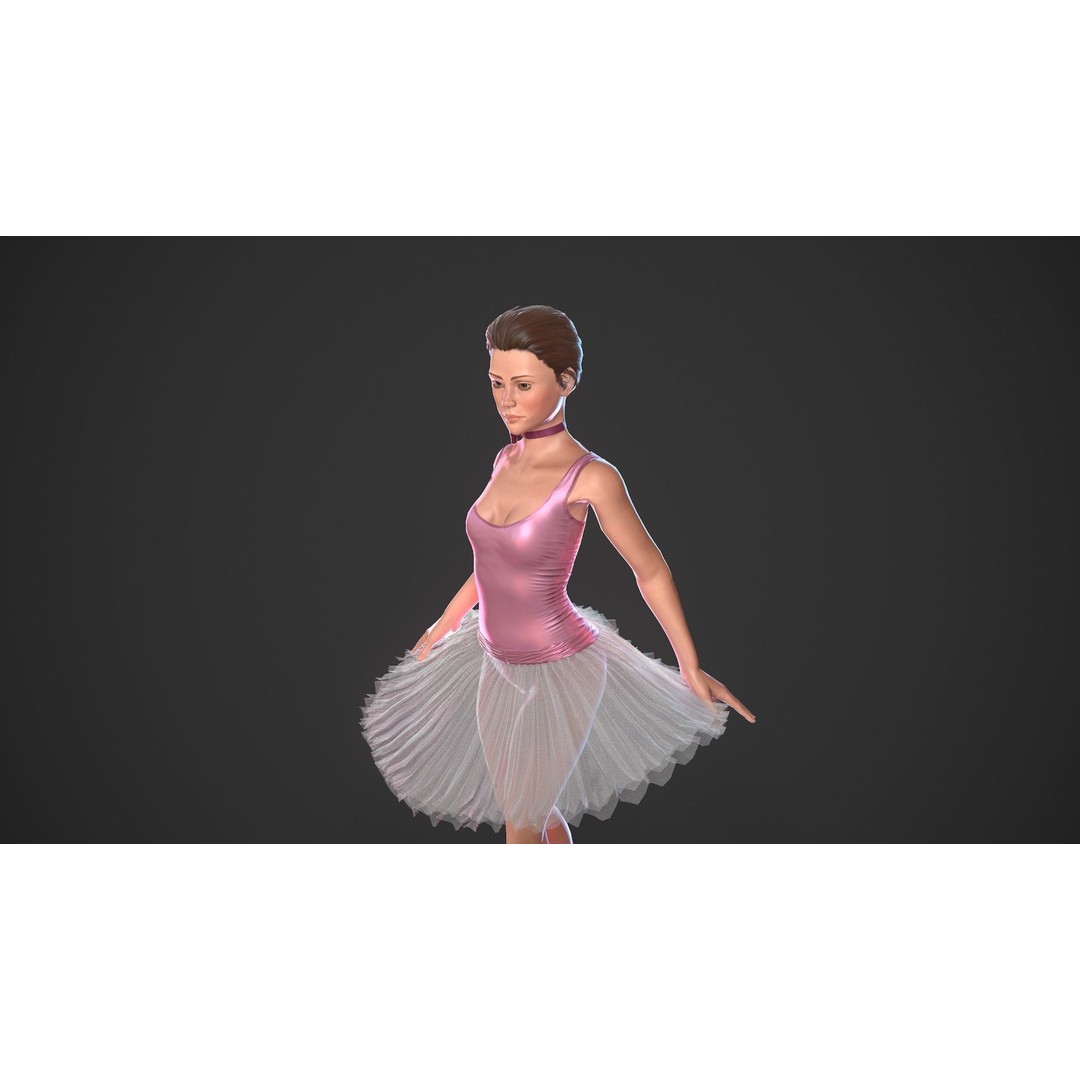 Rigged Ballerina 3D Model – Low Poly Game Ready Character, FBX - View 10
