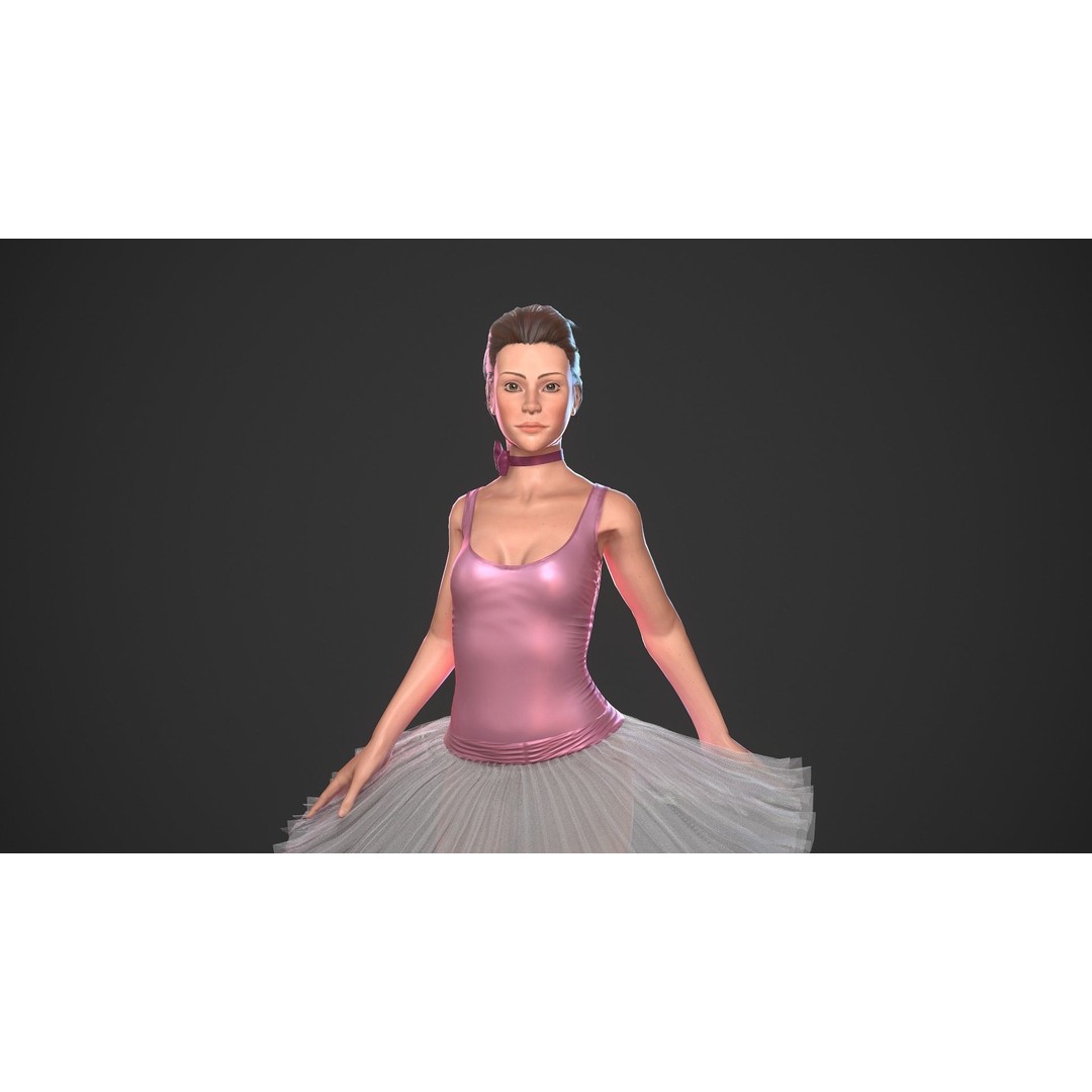 Rigged Ballerina 3D Model – Low Poly Game Ready Character, FBX - View 11