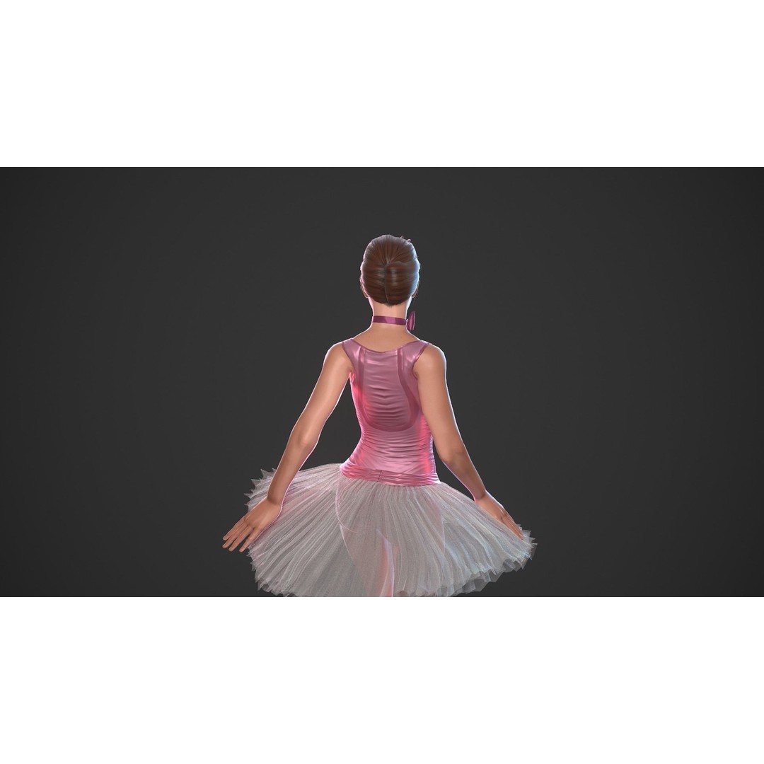 Rigged Ballerina 3D Model – Low Poly Game Ready Character, FBX - View 12
