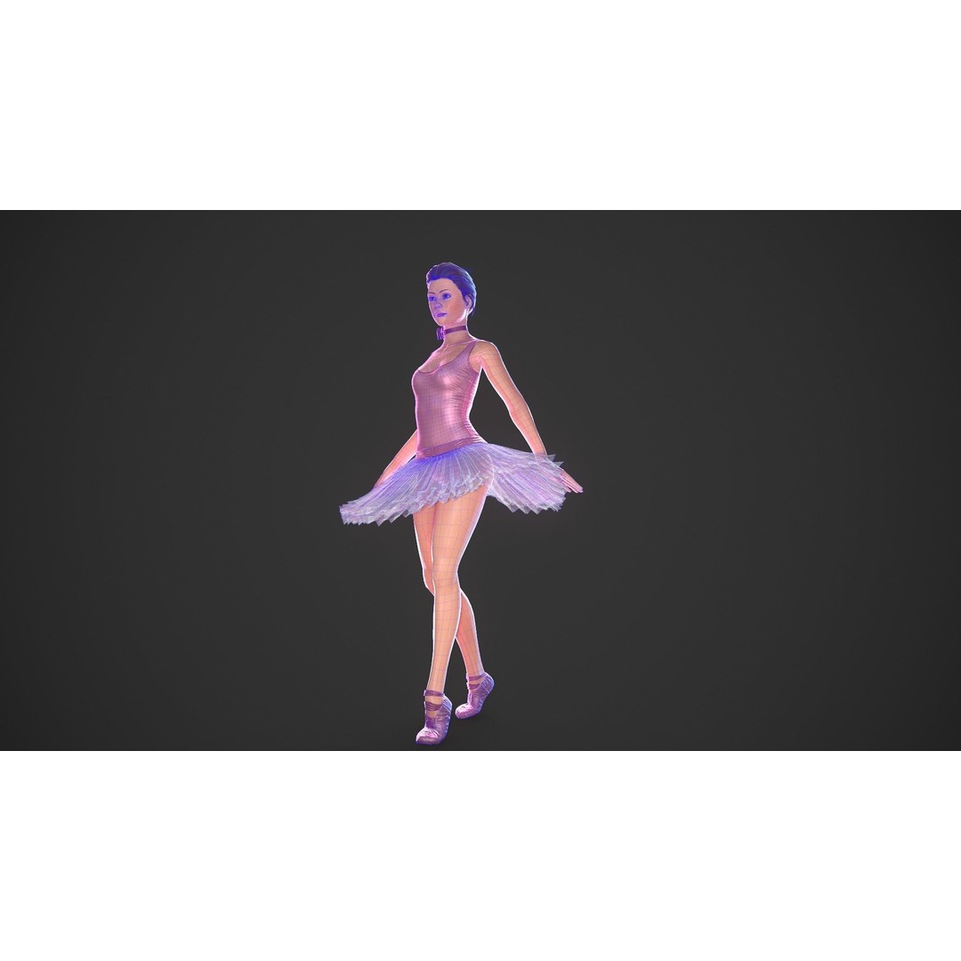 Rigged Ballerina 3D Model – Low Poly Game Ready Character, FBX - View 14