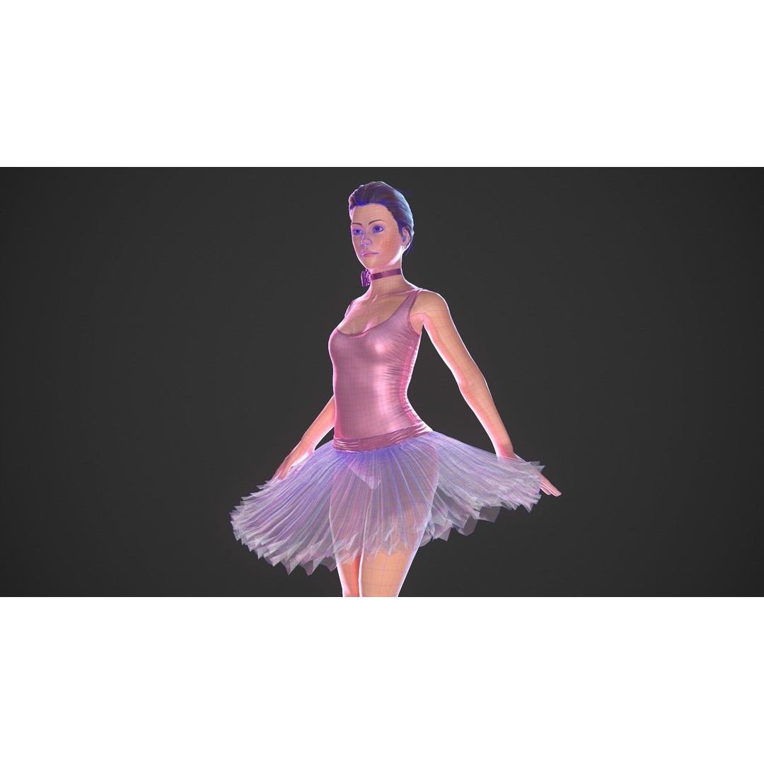 Rigged Ballerina 3D Model – Low Poly Game Ready Character, FBX - View 15