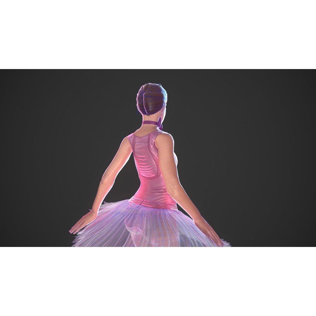 Rigged Ballerina 3D Model – Low Poly Game Ready Character, FBX - View 19