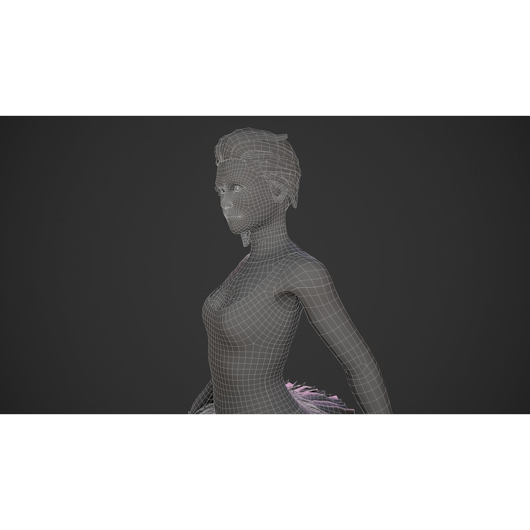 Rigged Ballerina 3D Model – Low Poly Game Ready Character, FBX - View 23