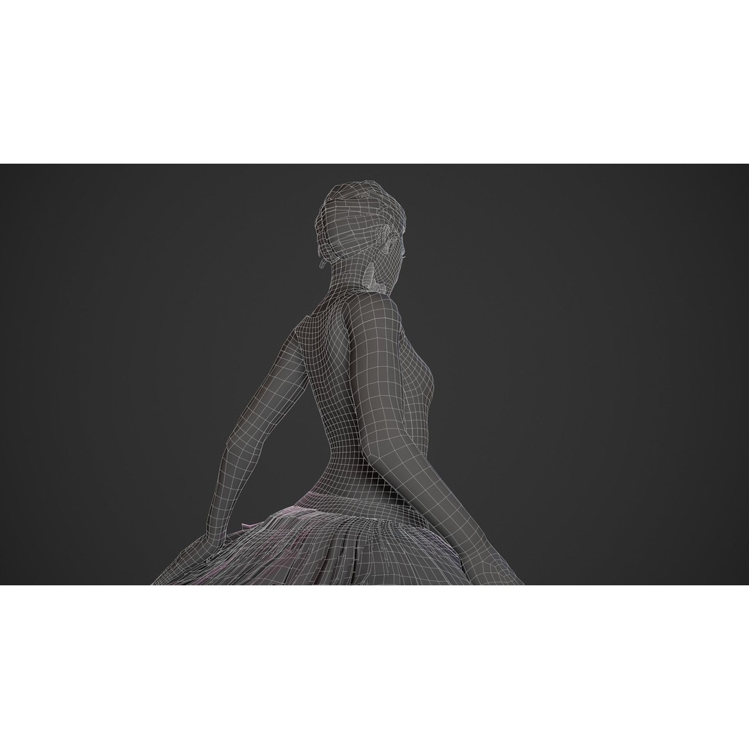Rigged Ballerina 3D Model – Low Poly Game Ready Character, FBX - View 25