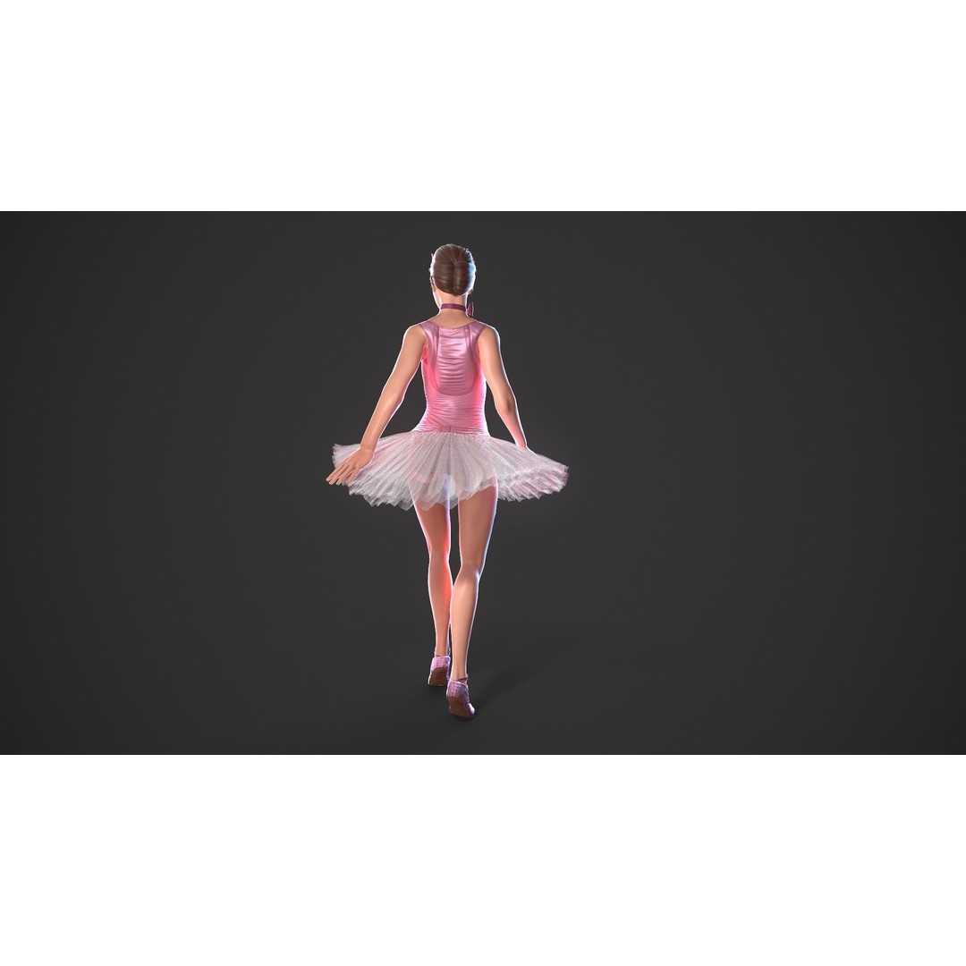 Rigged Ballerina 3D Model – Low Poly Game Ready Character, FBX - View 4