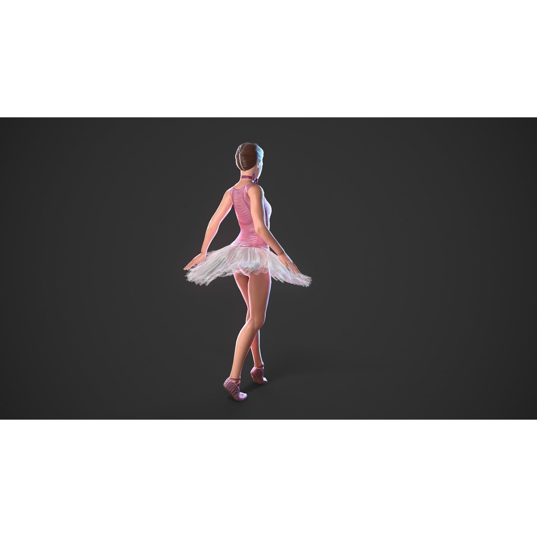 Rigged Ballerina 3D Model – Low Poly Game Ready Character, FBX - View 5