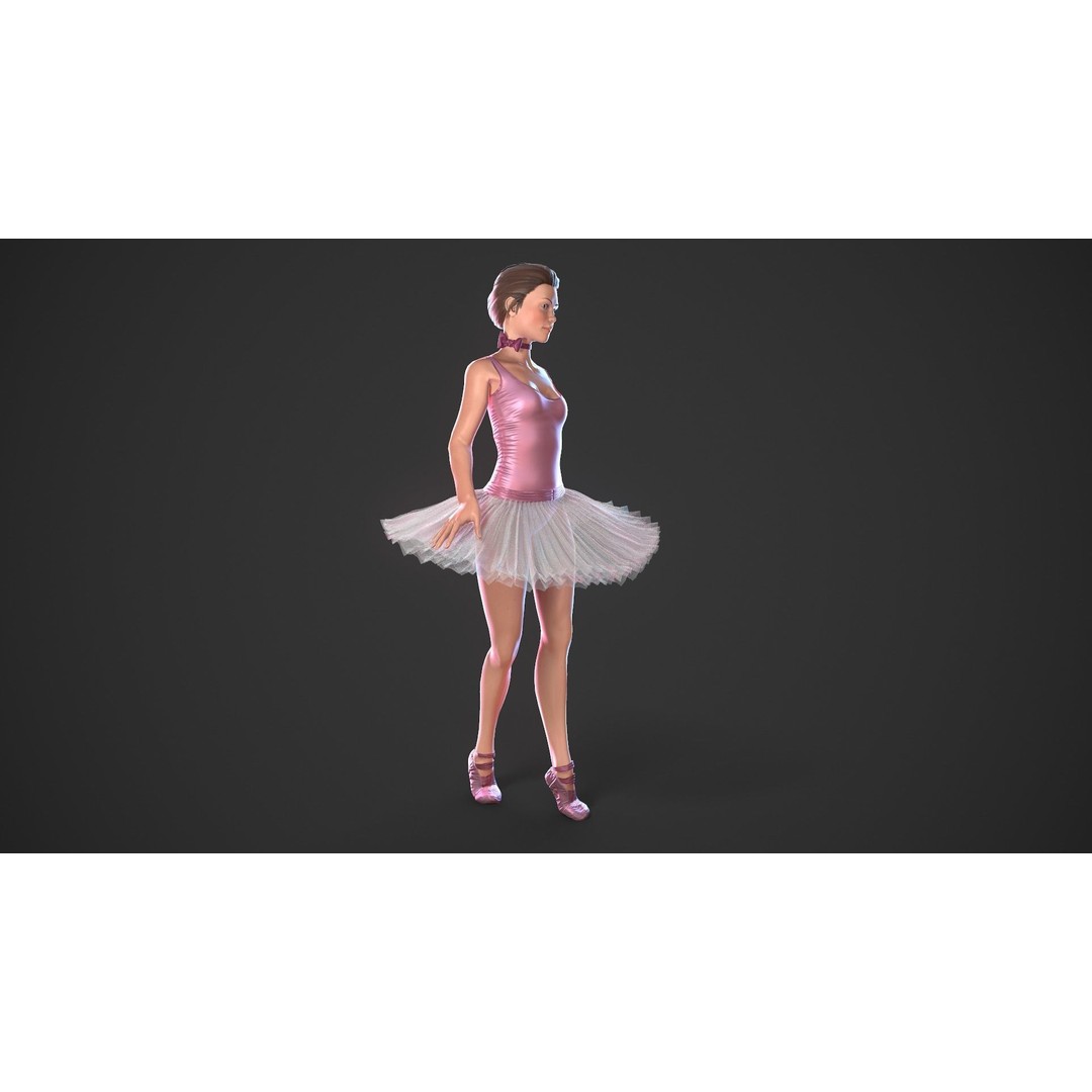 Rigged Ballerina 3D Model – Low Poly Game Ready Character, FBX - View 7
