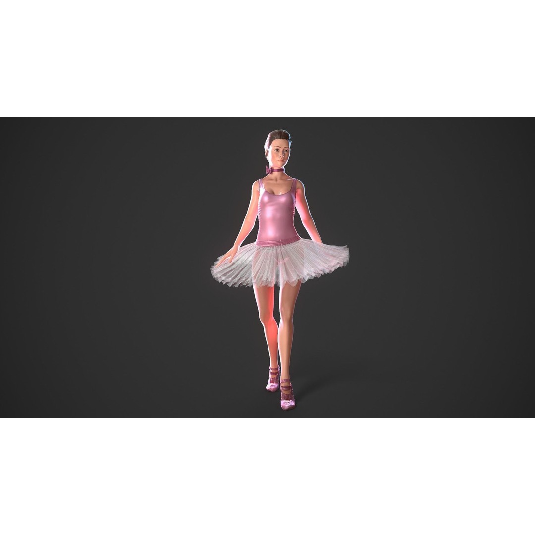 Rigged Ballerina 3D Model – Low Poly Game Ready Character, FBX - View 8